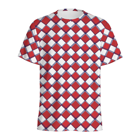 Fourth of July American Plaid Print Men's Sports T-Shirt