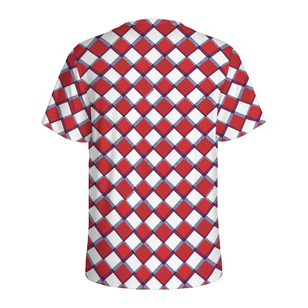 Fourth of July American Plaid Print Men's Sports T-Shirt