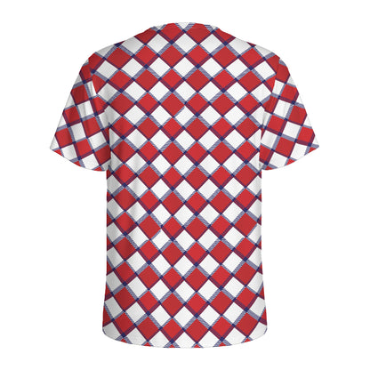 Fourth of July American Plaid Print Men's Sports T-Shirt