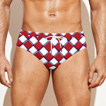 Fourth of July American Plaid Print Men's Swim Briefs