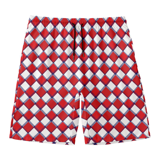 Fourth of July American Plaid Print Men's Swim Trunks