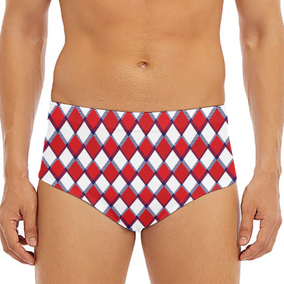 Fourth of July American Plaid Print Men's Triangle Swim Briefs