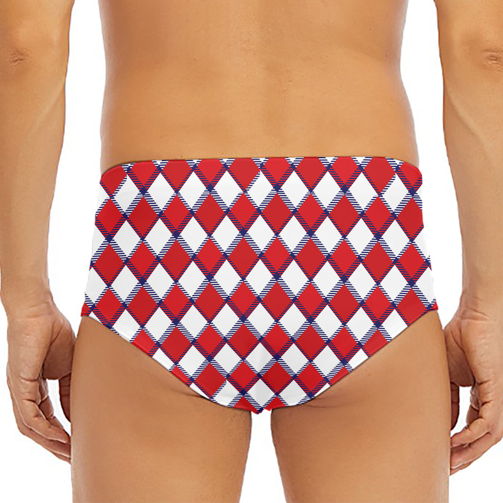 Fourth of July American Plaid Print Men's Triangle Swim Briefs