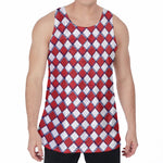 Fourth of July American Plaid Print Men's Velvet Tank Top