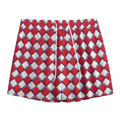 Fourth of July American Plaid Print Mesh Shorts