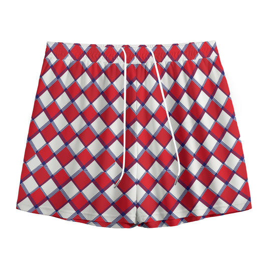 Fourth of July American Plaid Print Mesh Shorts