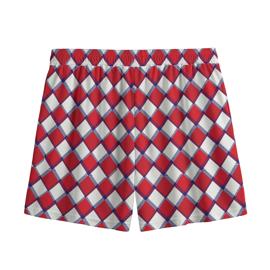 Fourth of July American Plaid Print Mesh Shorts