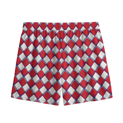 Fourth of July American Plaid Print Mesh Shorts