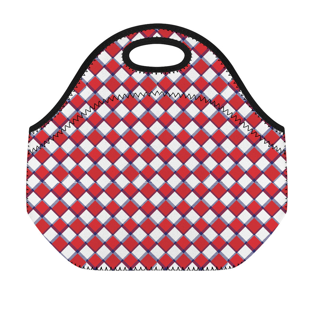 Fourth of July American Plaid Print Neoprene Lunch Bag