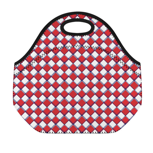 Fourth of July American Plaid Print Neoprene Lunch Bag