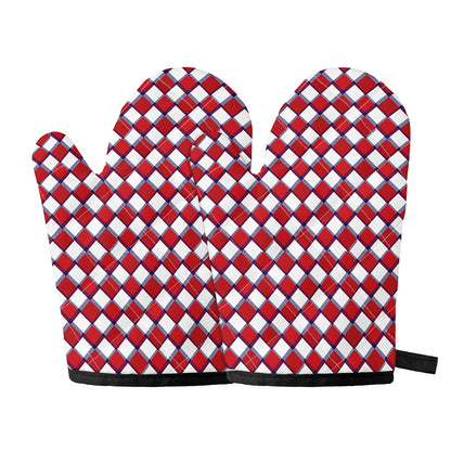Fourth of July American Plaid Print Oven Mitts