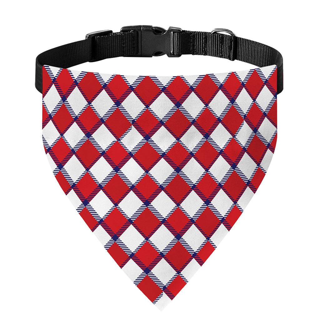 Fourth of July American Plaid Print Over The Collar Dog Bandana