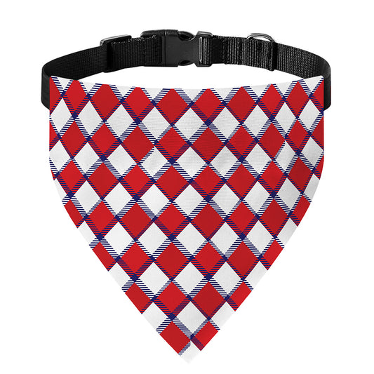 Fourth of July American Plaid Print Over The Collar Dog Bandana