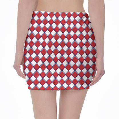 Fourth of July American Plaid Print Pencil Mini Skirt