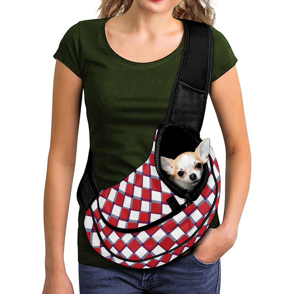 Fourth of July American Plaid Print Pet Sling Carrier