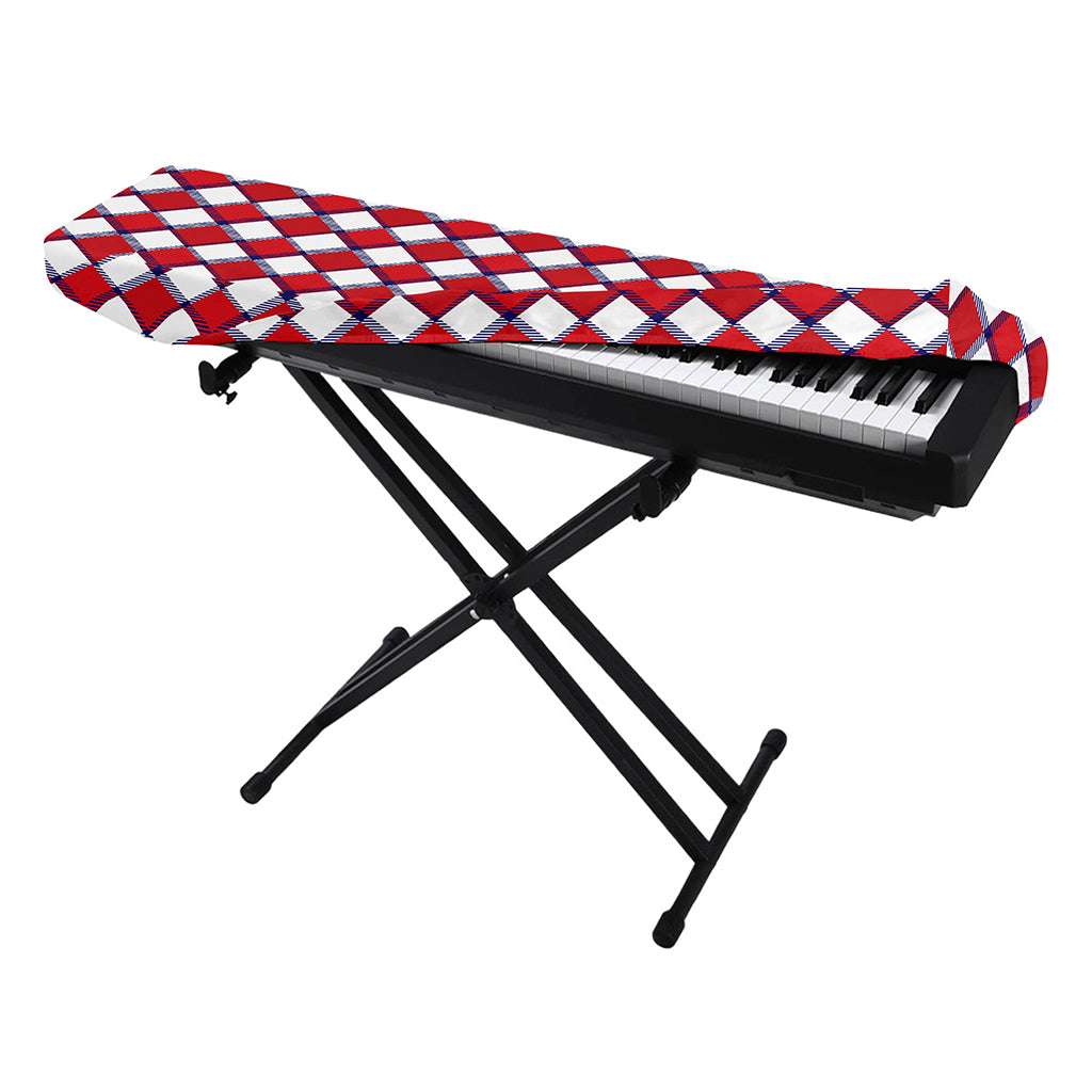 Fourth of July American Plaid Print Piano Keyboard Cover