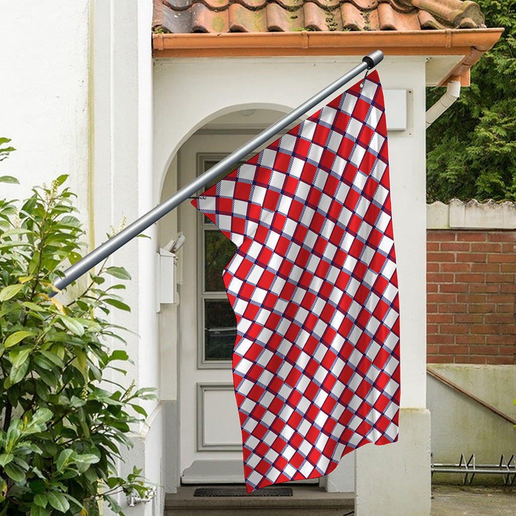 Fourth of July American Plaid Print Polyester Flag