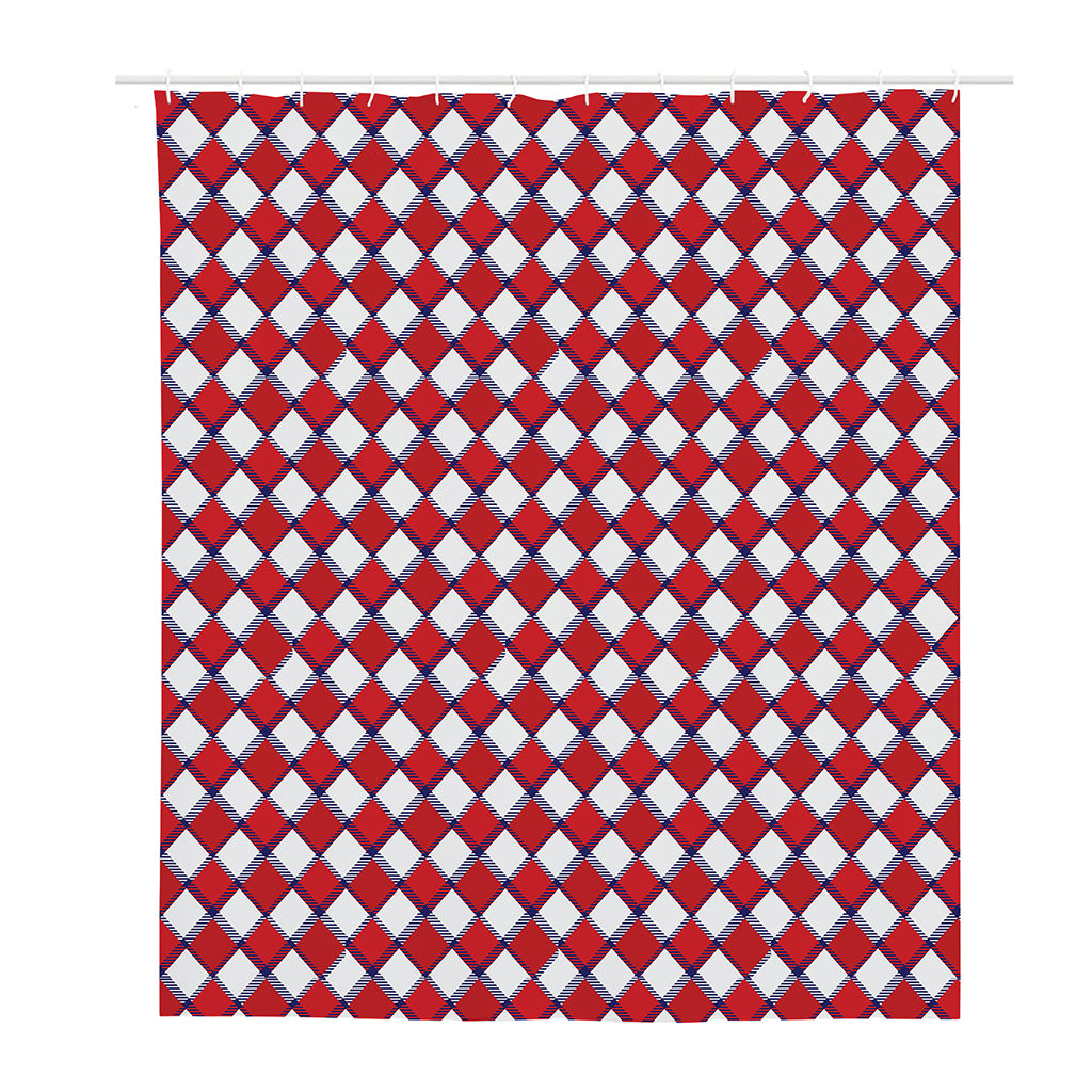 Fourth of July American Plaid Print Polyester Shower Curtain