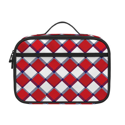 Fourth of July American Plaid Print Portable Lunch Bag