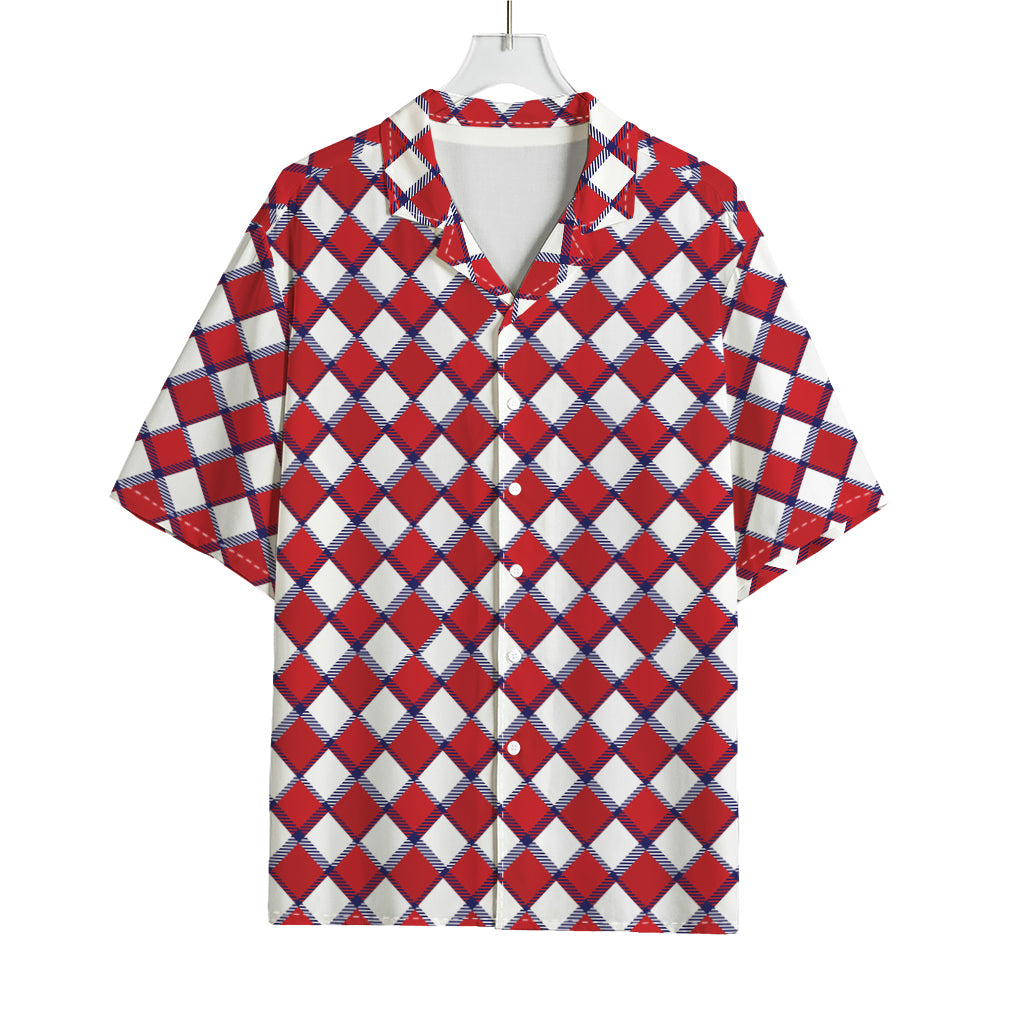Fourth of July American Plaid Print Rayon Hawaiian Shirt