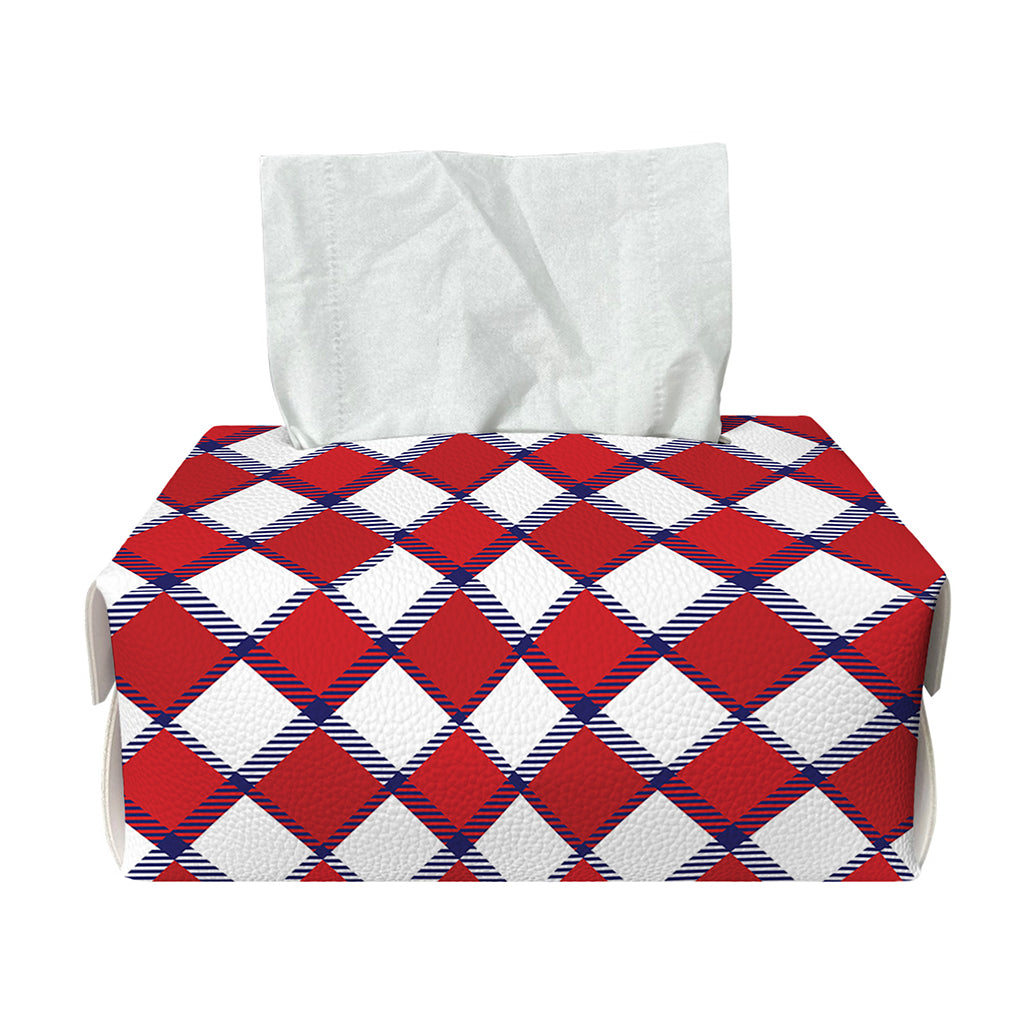 Fourth of July American Plaid Print Rectangle Tissue Box Cover