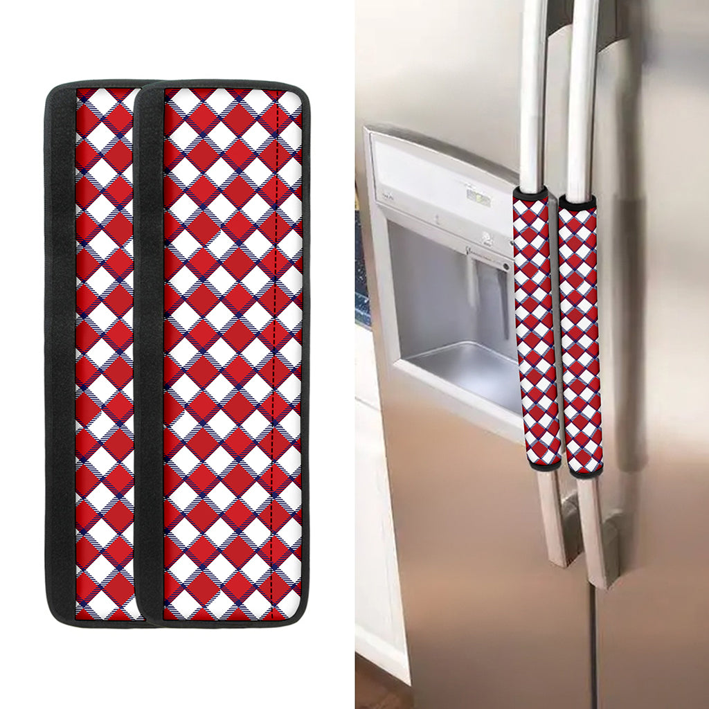 Fourth of July American Plaid Print Refrigerator Handle Covers