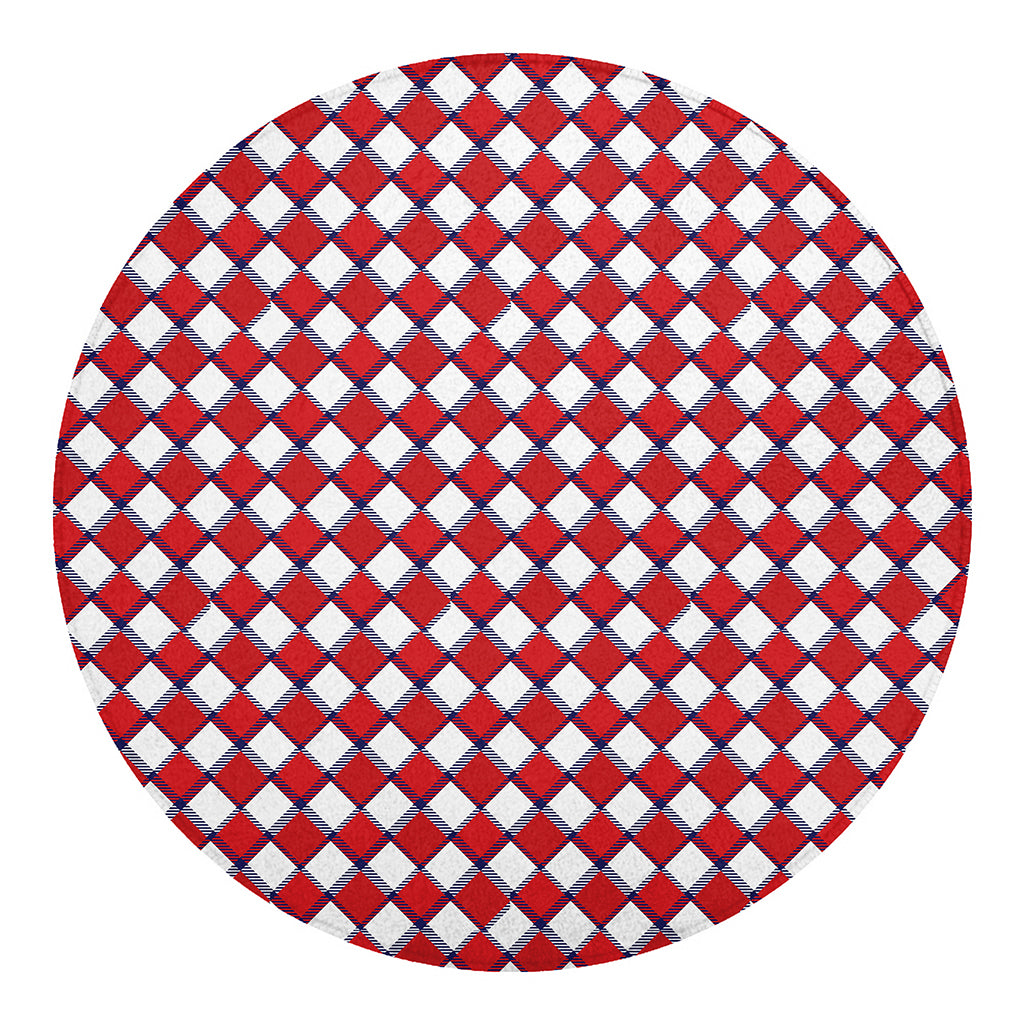 Fourth of July American Plaid Print Round Blanket