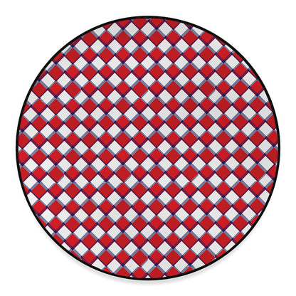 Fourth of July American Plaid Print Round Floor Mat