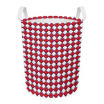 Fourth of July American Plaid Print Round Laundry Basket
