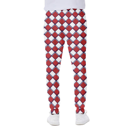 Fourth of July American Plaid Print Scuba Joggers