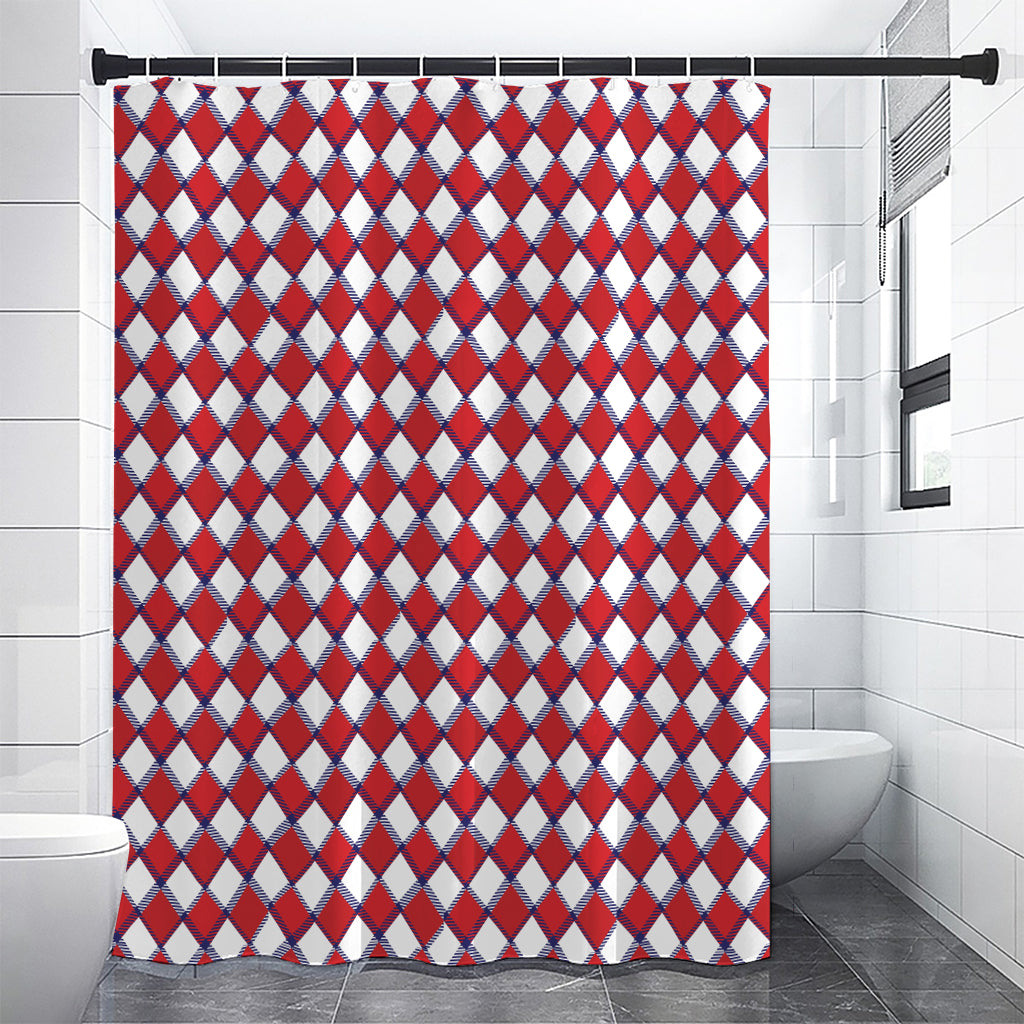 Fourth of July American Plaid Print Shower Curtain
