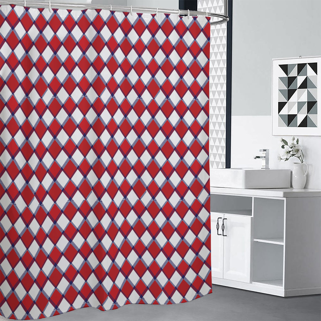 Fourth of July American Plaid Print Shower Curtain