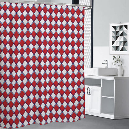 Fourth of July American Plaid Print Shower Curtain