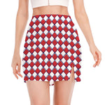 Fourth of July American Plaid Print Side Slit Mini Skirt