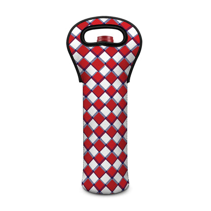 Fourth of July American Plaid Print Single Neoprene Wine Tote