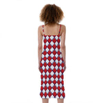 Fourth of July American Plaid Print Slim Fit Midi Cami Dress