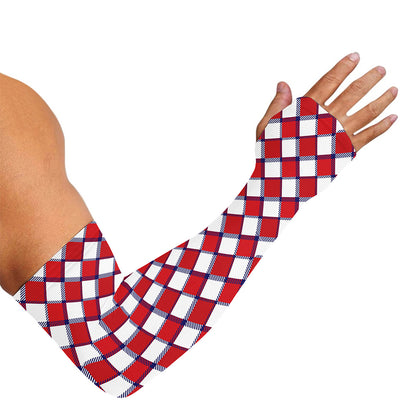 Fourth of July American Plaid Print Sun Protection Arm Sleeves