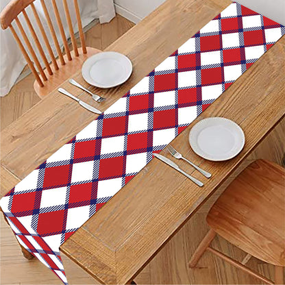Fourth of July American Plaid Print Table Runner