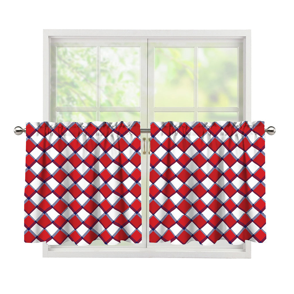 Fourth of July American Plaid Print Tier Curtains