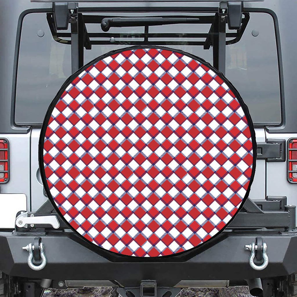 Fourth of July American Plaid Print Tire Cover