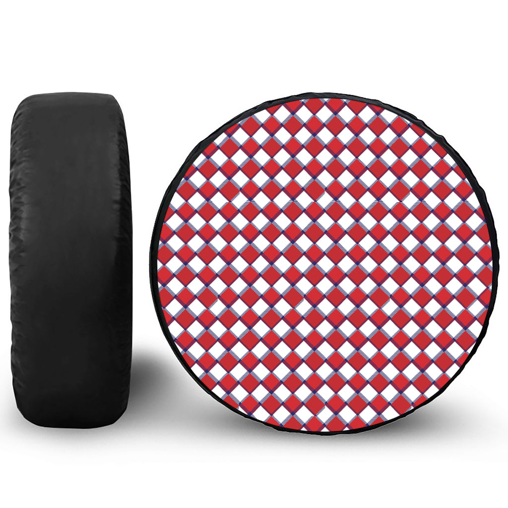 Fourth of July American Plaid Print Tire Cover