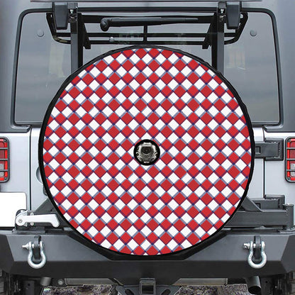 Fourth of July American Plaid Print Tire Cover With Camera Hole