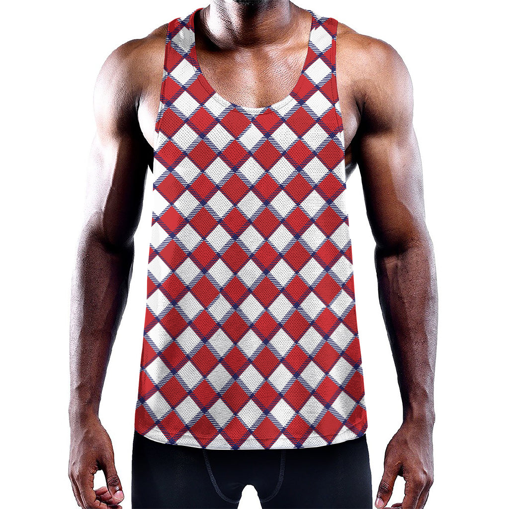 Fourth of July American Plaid Print Training Tank Top