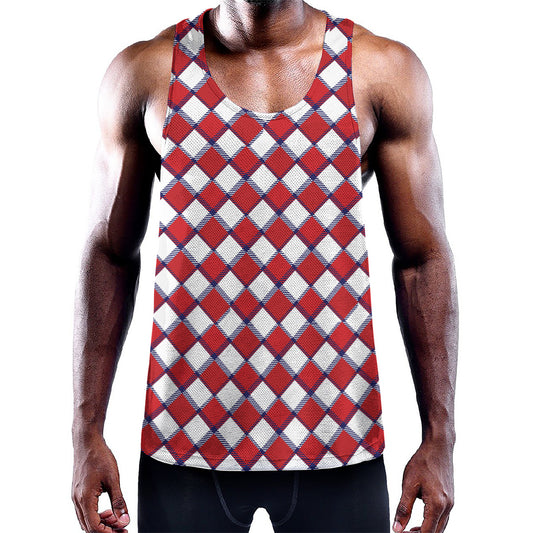 Fourth of July American Plaid Print Training Tank Top