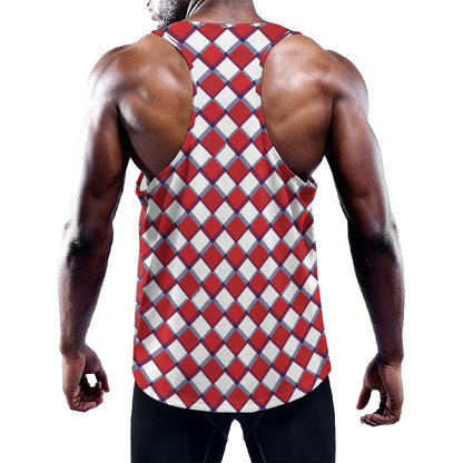 Fourth of July American Plaid Print Training Tank Top