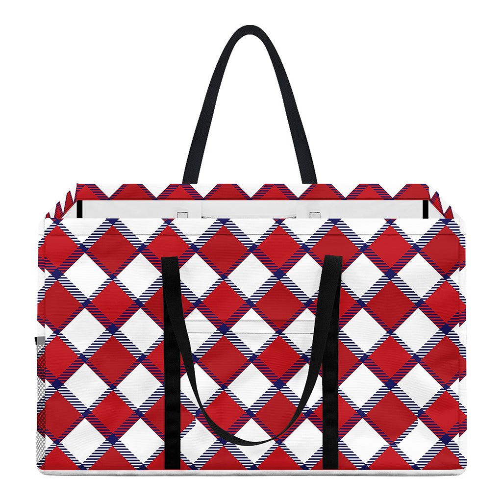 Fourth of July American Plaid Print Utility Tote Bag