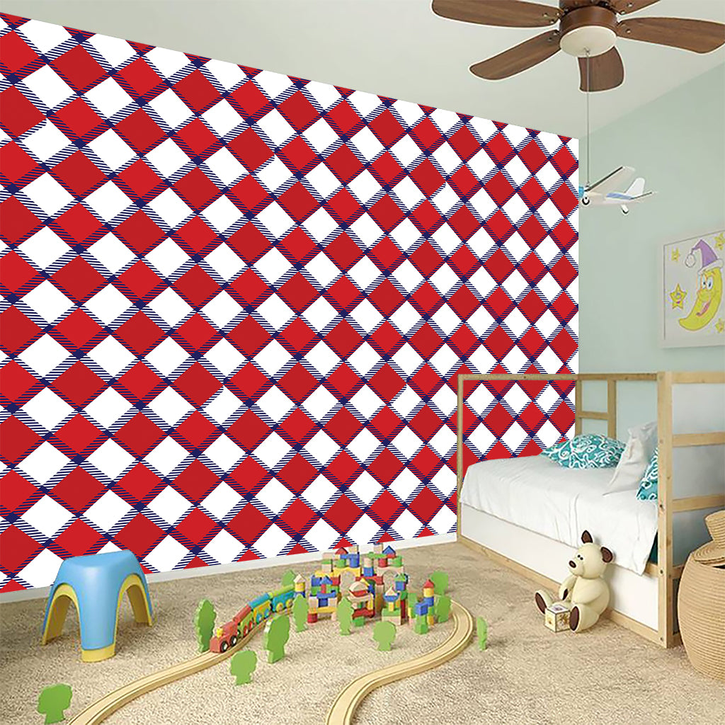 Fourth of July American Plaid Print Wall Sticker