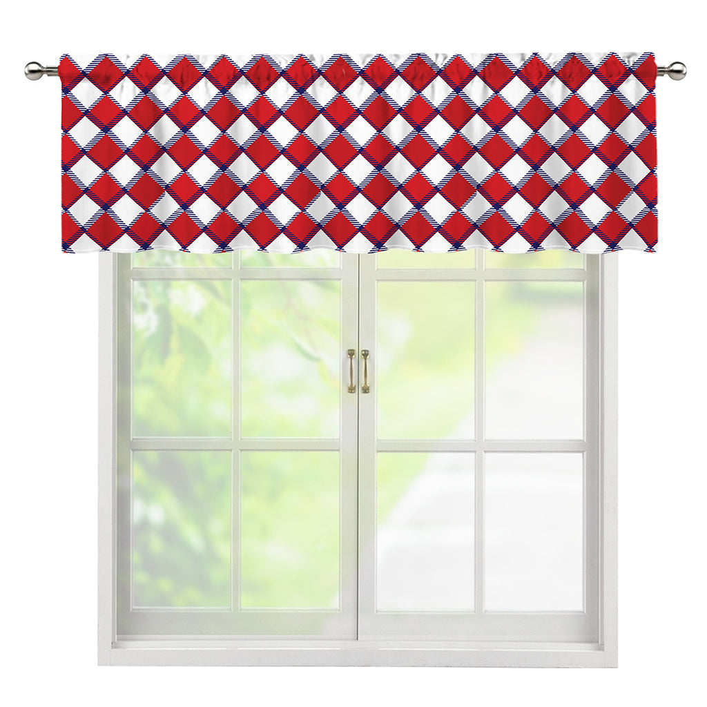Fourth of July American Plaid Print Window Valance