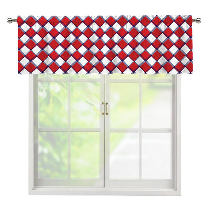 Fourth of July American Plaid Print Window Valance