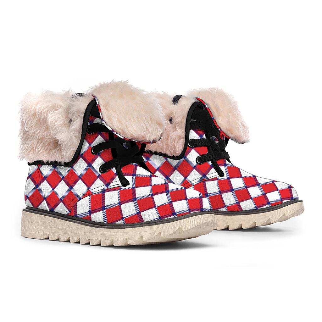 Fourth of July American Plaid Print Winter Boots